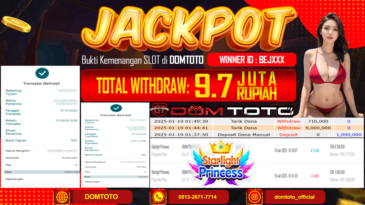 JACKPOT SLOT STARLIGHT PRINCESS 19  JANUARI 2025